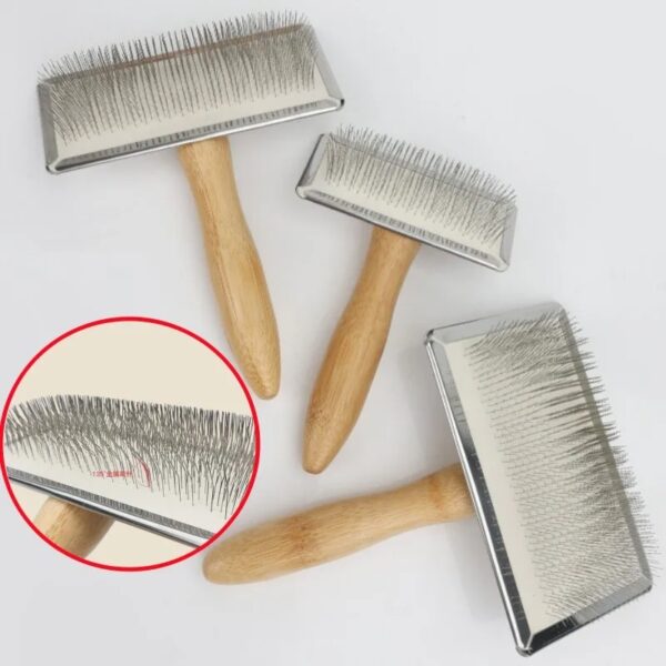 Solid Wood & Stainless Steel Pet Grooming Brush – Double-Sided Dog Comb & Cat Brush for Hair Knots, Shedding Control | Gentle Massage Brush for Long/Short Hair Dogs & Cats